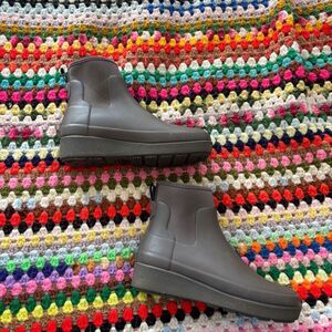 Hunter Refined Creeper Neo Chelsea Rubber Ankle Boots Women 8 Grey